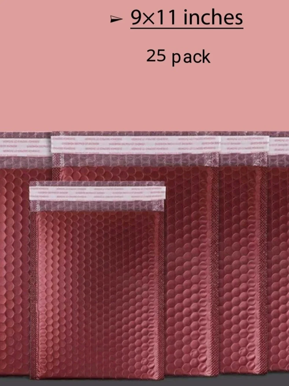 Metallic Burgundy Bubble Mailers .25 Pack. 9×11.